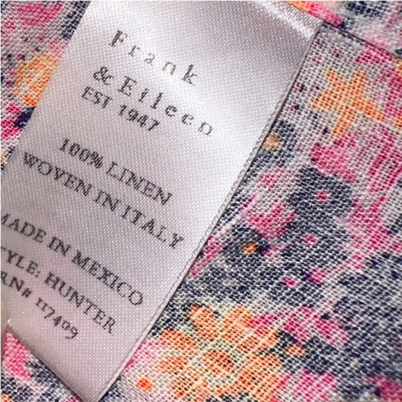 Frank & Eileen Hunter Linen Button Front Shirtdress In Neon Floral Size XS - Picture 15 of 16